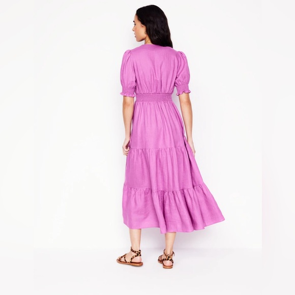 NWT Boden Anna Linen Tiered Midi Dress Purple 12R - Picture 2 of 4